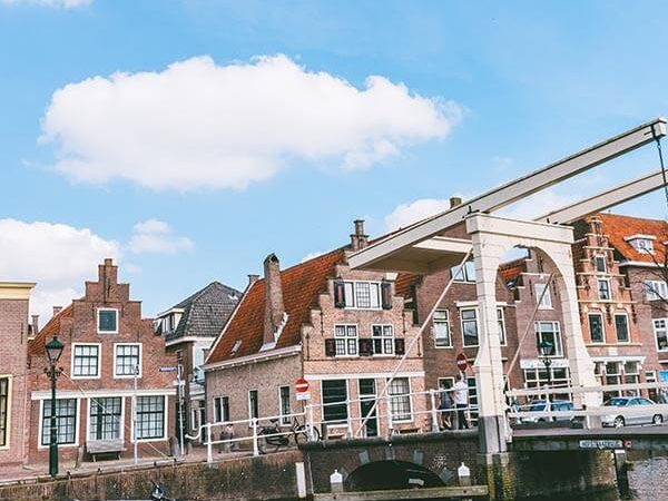 The beautiful Oudegracht canal in Alkmaar, one of the most beautiful streets in this city in Holland
