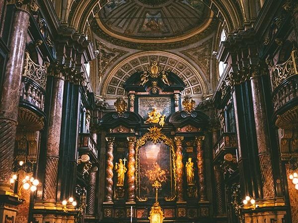 Interior of Basilica of Corpus Domini, an interesting church in Turin, Italy