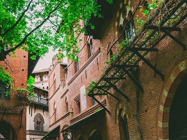 Beautiful street of Borgo Medievale, a beautiful recreated medieval village located in Turin, Italy that is free to visit!