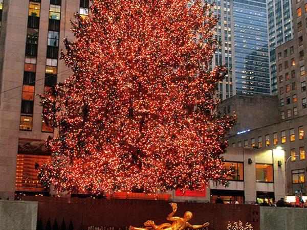 Rockefeller Center Christmas Tree during December in New York City decorated for Christmas!