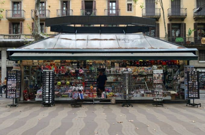 Best Barcelona Souvenirs ,A news stand selling souvenirs on La Rambla in Barcelona